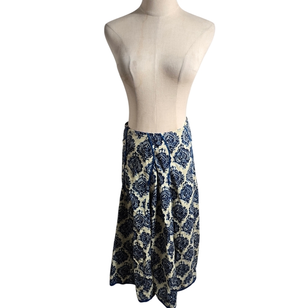 Secretos De India Blue and Cream Patterned Boho Skirt